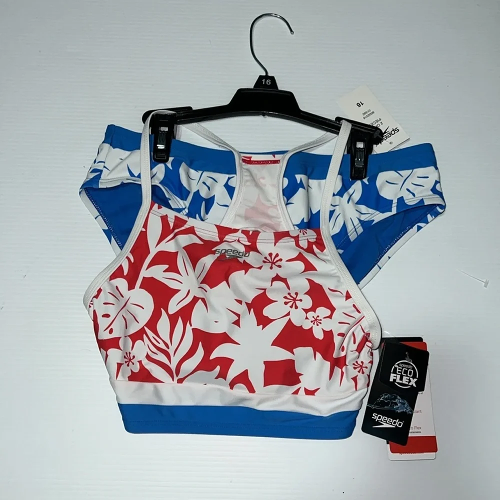 Speedo Block Print Bikini Set Big Girls Size 16